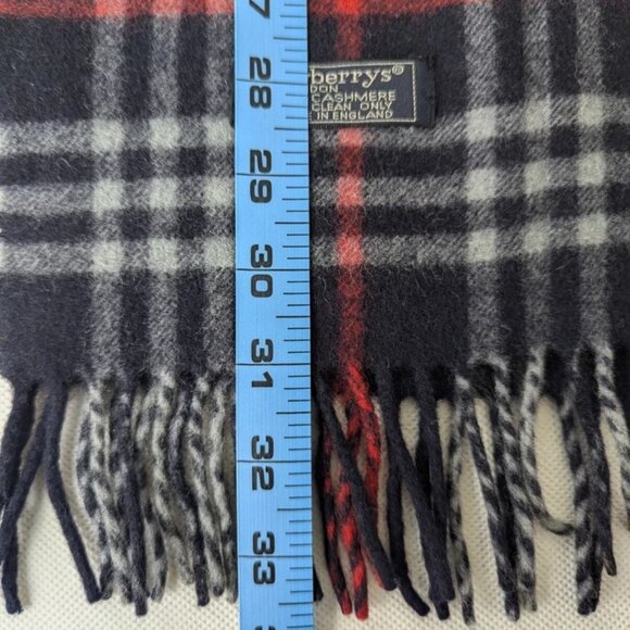 BURBERRY London Vintage Classic Nova Check Knit 100% Cashmere Fringe Black SCARF - Picture 5 of 6